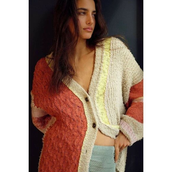 Free People Sweaters - NWT FREE PEOPLE Sz S LIGHTHOUSE CARDI CARDIGAN SWEATER CLAY COMBO